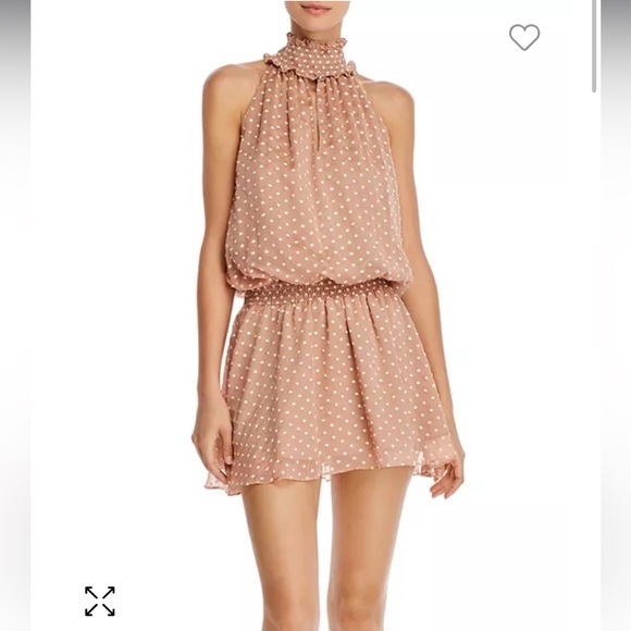 Kimmie sleeveless embroidered-dotted Amanda Uprichard Revolve mini dress - Picture 1 of 9